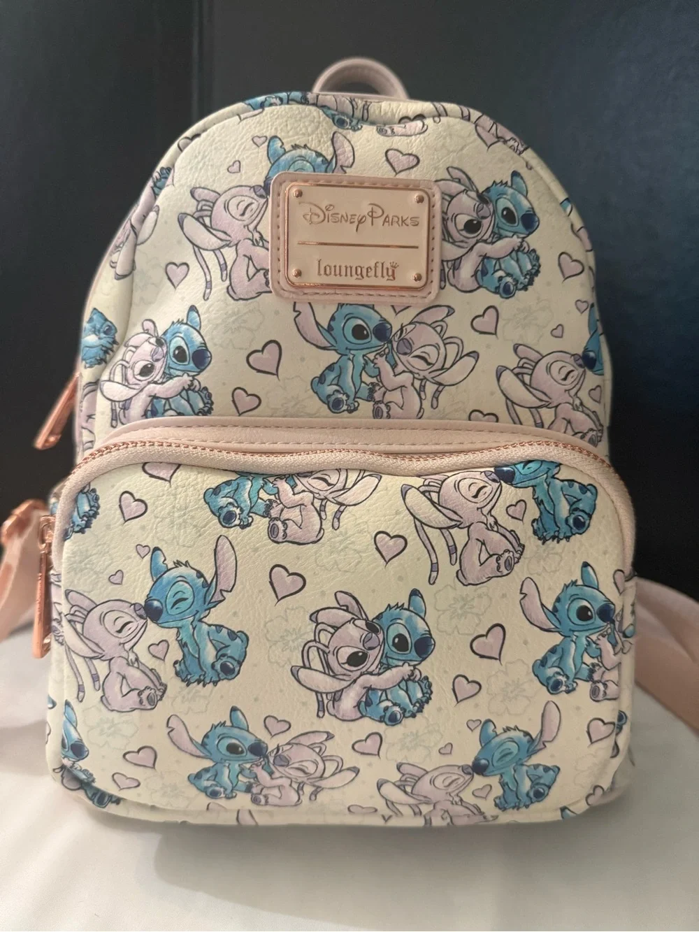 Loungefly Cream & Blue Stitch Pattern Kids Mini Backpack